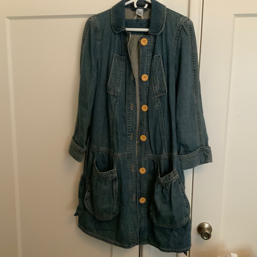 Marc Jacobs Vintage Trench Long Coat Denim Size 10 Excellent Condition
